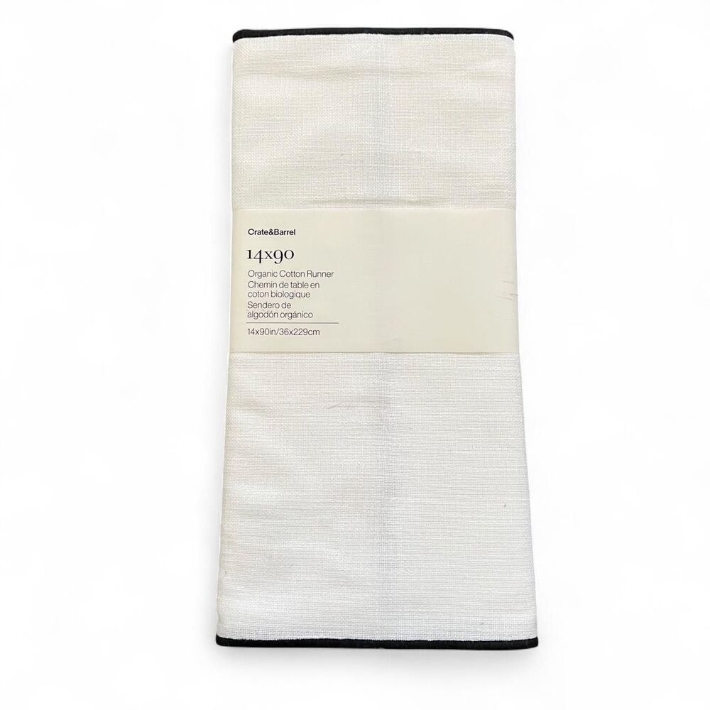 Crate and Barrel White and Cream Soft 100% organic cotton white table runer